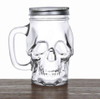 Tazas de bebidas de cerveza de vidrio de forma de cráneo de 300 ml con tapa de tornillo