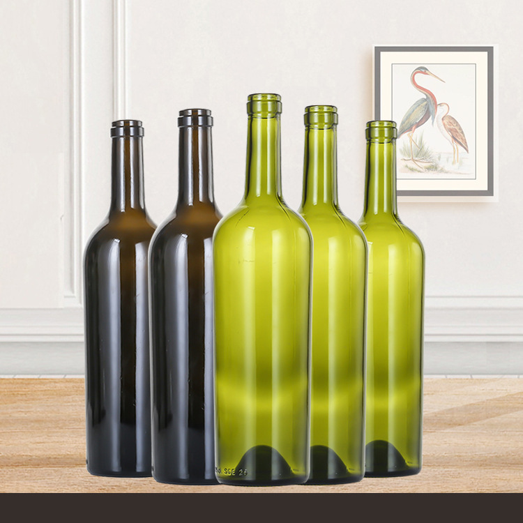 Botellas de copa de vino burdeos de color ámbar de 750 ml con hombros anchos