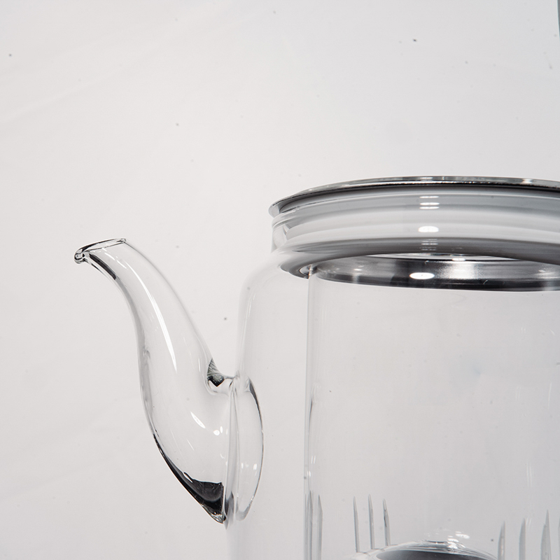 Tetera de vidrio de borosilicato Tetera engrosada de té doméstico Cubierta de acero inoxidable