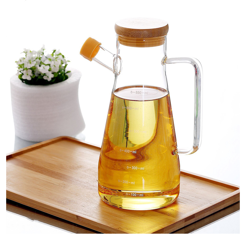 Olla de aceite de vidrio de borosilicato de envasado de aceite comestible de 900 ml